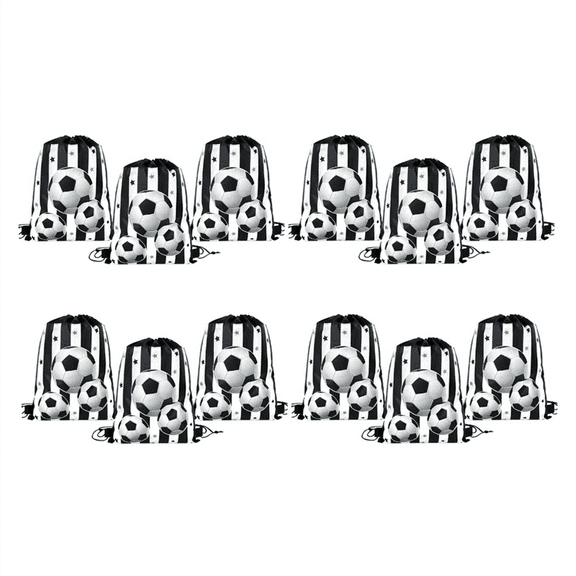 12Pcs Football Party Favors Drawstring Bags Soccer Ball Gift Goodie Bag Kids Sports Theme Party Decoration Supplies A