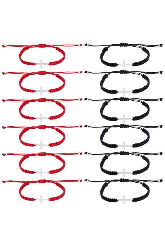 12Pcs Friendship Bracelet Adjustable Cord Bracelets String Christian Nylon Rope Matching Bracelet