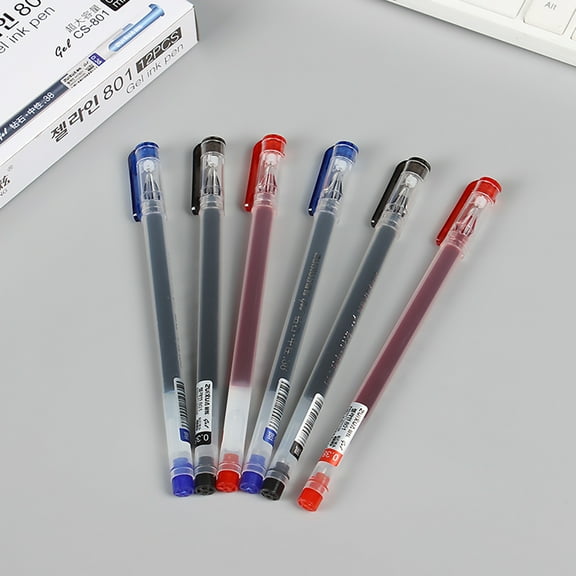 12Pcs Gel Ink Pen 0.38mm Student Stationery Office DIY Sketching Writing Tool Red Plastic