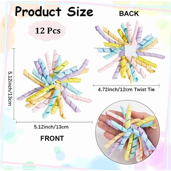 12Pcs Gift Wrap Bows Pastel Bows Curly Colorful Presents Decor Bows Reusable Ribbon Bows for Gift Wrapping Easter Home Party Baptism Wedding Event Treat Bags Decoration 4In