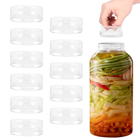 12Pcs Glass Fermentation Weights Kit with Easy Grip Handle Transparent Pickle Glass Weights for Wide Mouth Jars Pickles