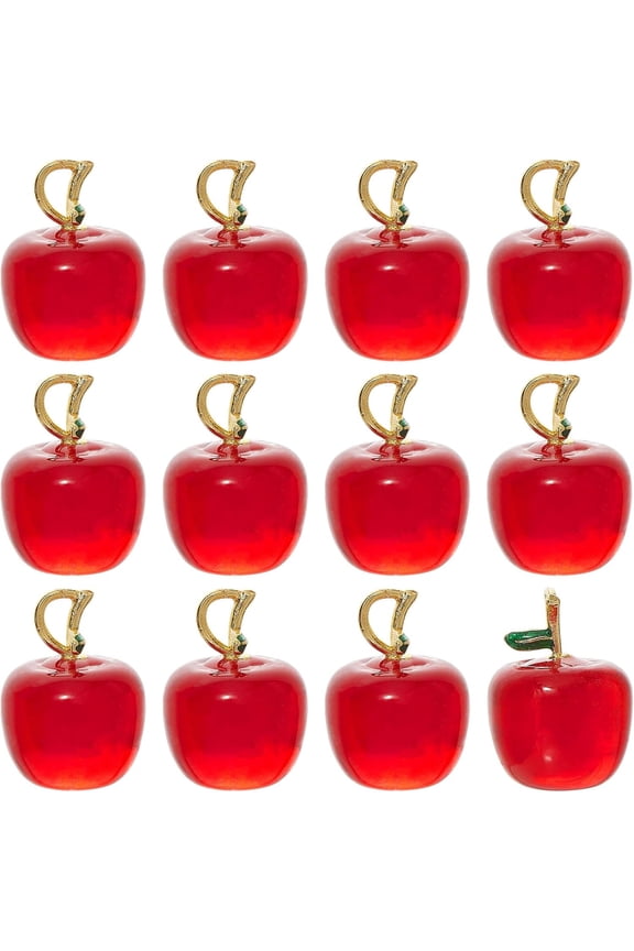 12Pcs Glass Fruit Pendants Charms 3D Charms Pendants for Bracelet Necklace Earrings Jewelry Making Teachers' Day Gift Red