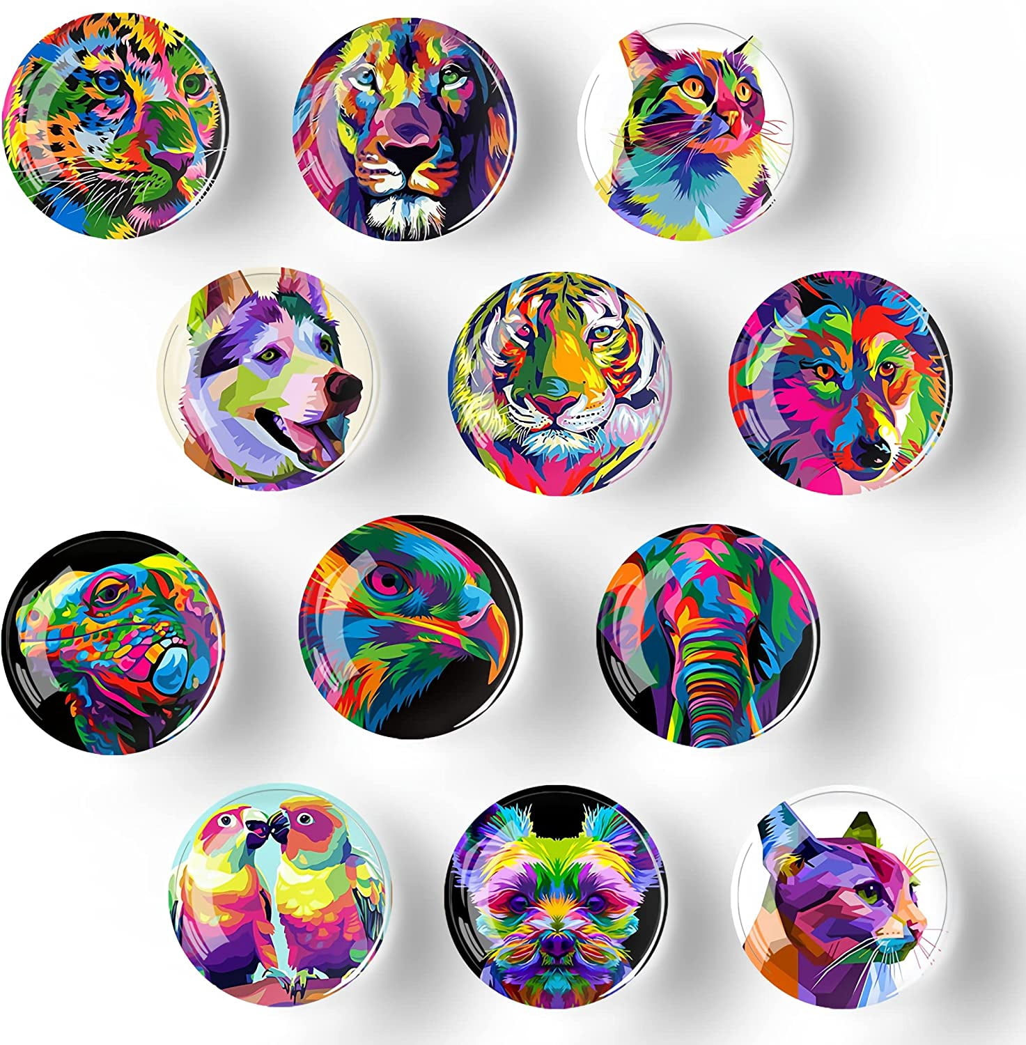 12Pcs Glass Strong Magnetic Refrigerator Magnet Fridge Sticker,Colorful ...