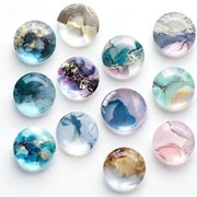 12Pcs Glass Strong Magnetic Refrigerator Magnet Fridge Sticker,Marble Crystal Fridge Magnets Decoration for Crafts,Fridge Magnets for Kitchen, Office Whiteboard, Cabinet and Dishwasher