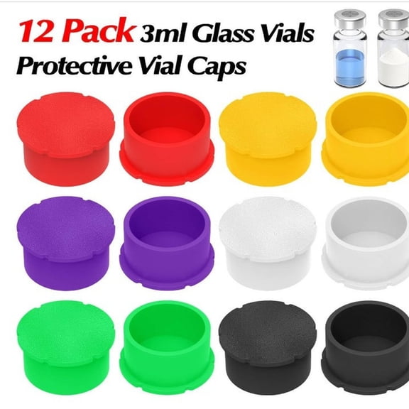 12Pcs Glass Vial Protective Cap for 3ml Small Vials, Leak Proof Dust-Proof Flip TopCover, Bottle Lid Replacement, Vial Accessories, A