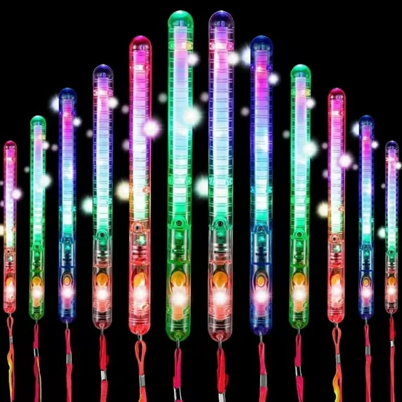 12Pcs Glow Fiber Wands Sticks LED Flashing Stick Light up Stick Colorful Fiber Optic Wands For Wedding Glow Party Favors