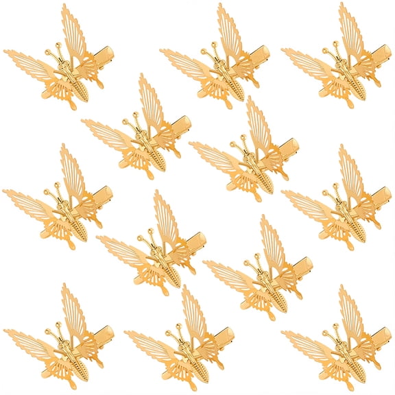 12Pcs Gold Butterfly Hair Clips Moving Butterfly Clips Vintage Metal Barrettes Retro 90s Hair Accessories DIY