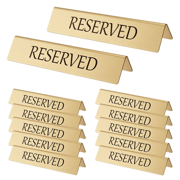 12Pcs Golden Metal Reserved Table Signs Stainless Steel Table Top Reserved Sign Gold Reservation Seat Sign