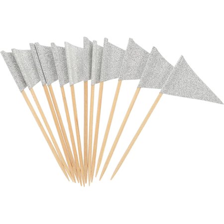 12Pcs Golden Toothpick Flags Mini Plain Triangle Stick Cupcake Toppers Flags Toothpick Flags DIY Decoration