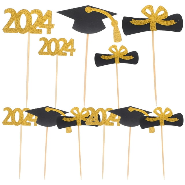 12Pcs Graduation Cake Toppers Graduation Cupcakes Toppers 2024
