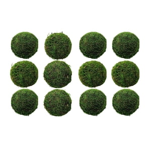 12Pcs Green Moss Decorative Ball, 2" Hanging Balls with Handmade, Hanging Balls Vase Bowl Filler, Christmas Tree Garden Weddings Home Party Decor