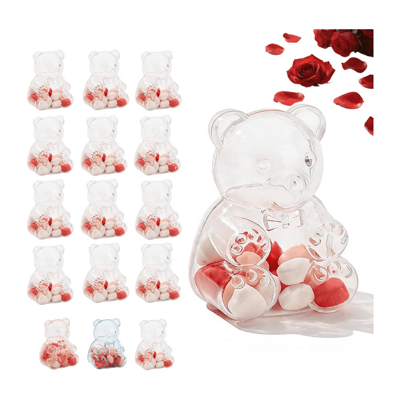 12Pcs Gummy Bear Container Set, Bear Shaped Gummy Candy Container, Reusable Bears Shaped Candy Holder, for Valentine's Day, Birthday Party and Favors - 12Pcs(Clear)