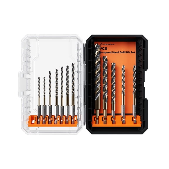 12Pcs HSS Brad Point Drill Bit Set with Three Flutes Design for Carpenter WoodworkingCentered Design Prevents Drill Bit Chatter, Suitable for Hardwood, Plywood, Plastic