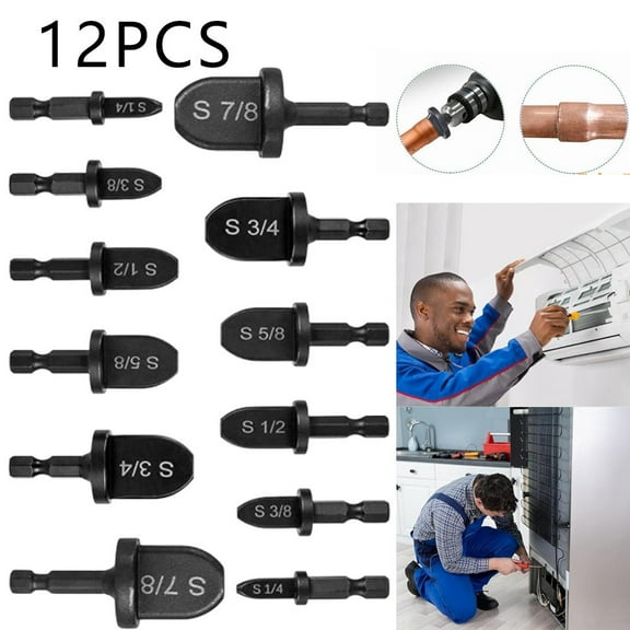 12Pcs HVAC Repair Kit, Air Conditioner Tube Expander Swaging Tool, Manual Pipe Swage Tool With Expander Boring Drill Bits