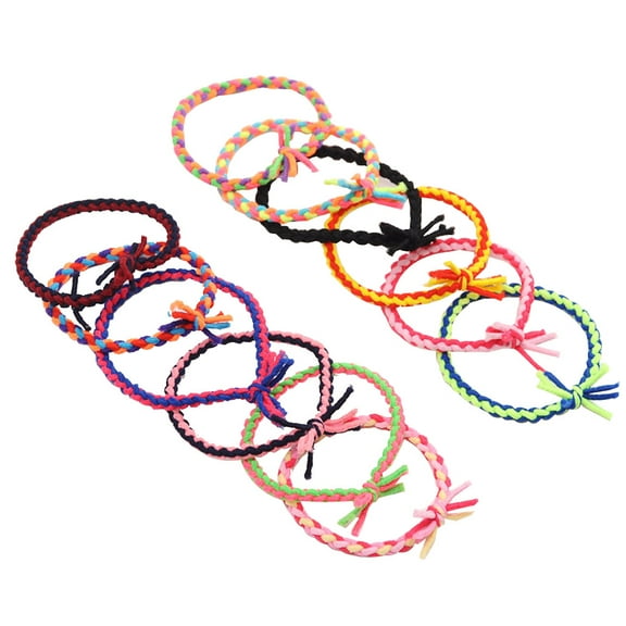 12Pcs Hair Ties Ponytail Holders Thick Solid Stretchy Elastic Hair Bands Boutique Woven Ropes for Girls Women and Ladies (Random Color)
