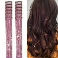 thumbnail image 1 of 12Pcs Hair Tinsel Clip in 19.6Inch Glitter Tinsel Hair Extensions Clip in Hair Tinsel Kit Heat Resistant Shiny Sparkle Fairy Hair Accessories for Women Girls Kids (Green), 1 of 10