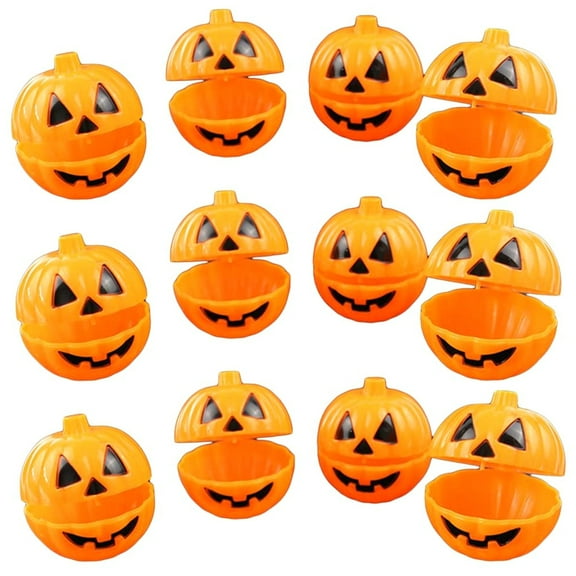 12Pcs Halloween Pumpkin Shape Mini Storage Box Plastic Candy Case Cookies Container Gift Trick Toys Holder Props Holiday Party Supplies