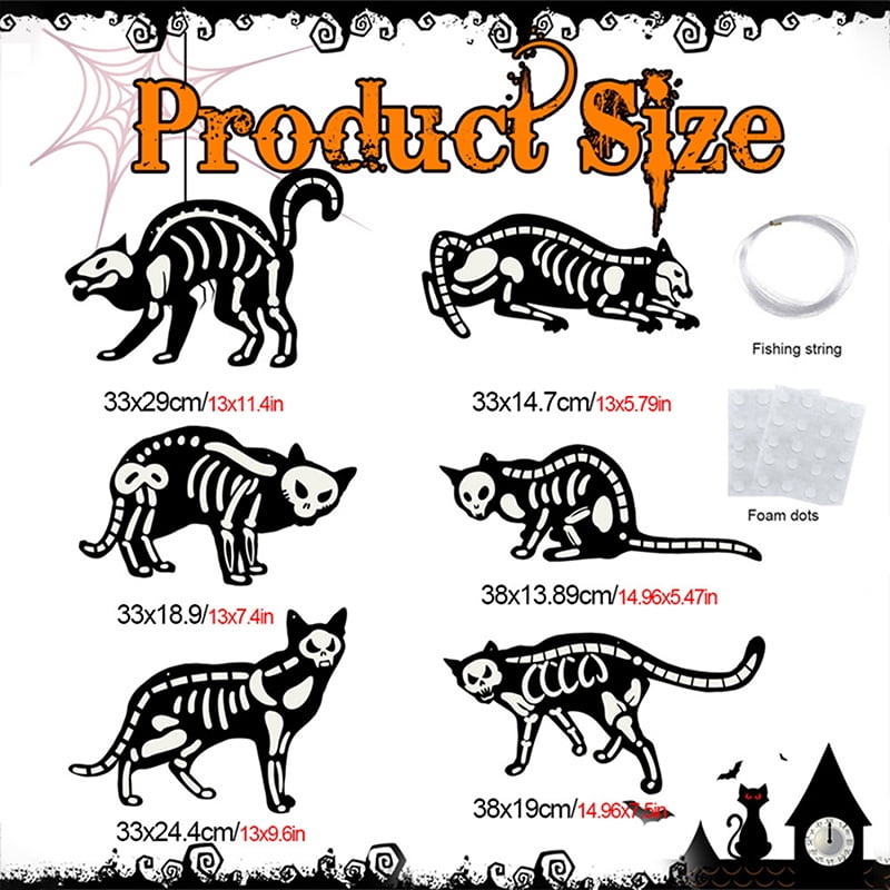 12Pcs Halloween Skeleton Bat Hanging Decoration Glowinthedark Fake