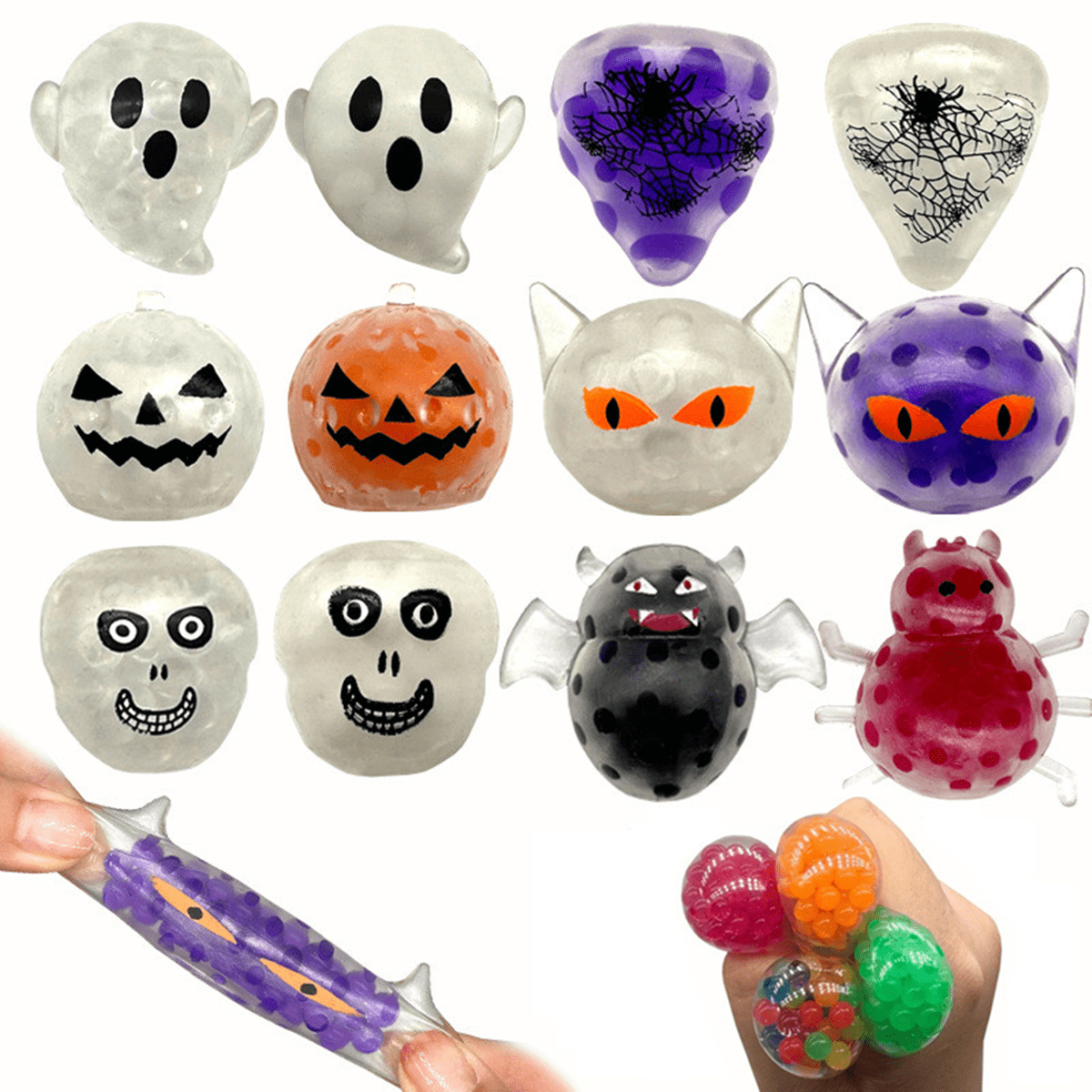 BOSSETY Halloween Squishies 12-teilig - Kürbis & Geister Stressbälle Für Kinder