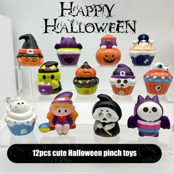 12Pcs Halloween Stress Relief Toys Squishy Decompression Dolls Slow Rebound Funny Anxiety Relief for Party Gifts 12Pcs Random Styles