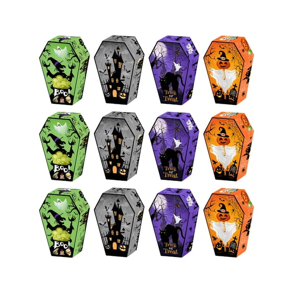 12Pcs Halloween Themed Candy Packaging Boxes Party Treat Box Easy Assembly