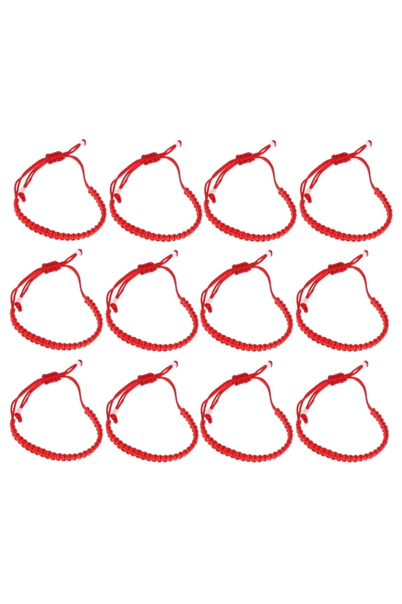 12 Pieces Hand-Woven Red Rope Bracelets Set, Delicate Hand-Knitted Jewelry Accessories for Women and Girls