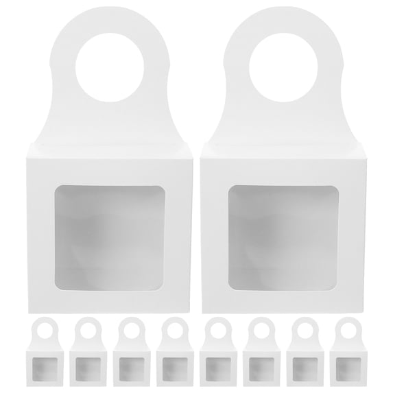 12Pcs Hanging Paper Wine Box with Clear Window Paper Wine Bottle Box Gift Box