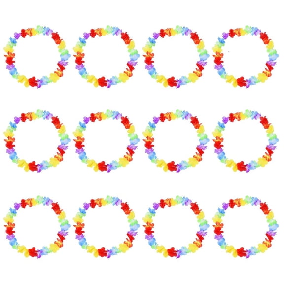 12Pcs Hawaiian Necklaces Flower Necklaces for Holiday Theme Party Decorations Beach Parties Wedding Decorations