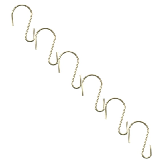 12Pcs Heavy Duty Rustproof S-Shaped Hook, Hooks S Wire Hanger Connectors for Kitchen Utensil and Closet Rod, Hanging Plants, Pots and Pans, Bathroom, Bags, Durable & Reusable(Gold-12Pcs,1x0.5")