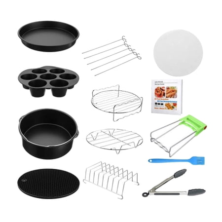 12Pcs Heißluftfritteuse Accessories Carbon Steel Pan Cup Cake Molds General for 9-Inch Fryer chen Cooking Toolfor 5.3-6.8Qt Capacity Steaming BBQ