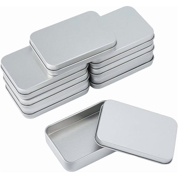 12Pcs Hinged Tins Box Tinplate Storage Box Rectangle Storage Containers Mini Box Set for Jewelry Organizer Party Favors for DIY