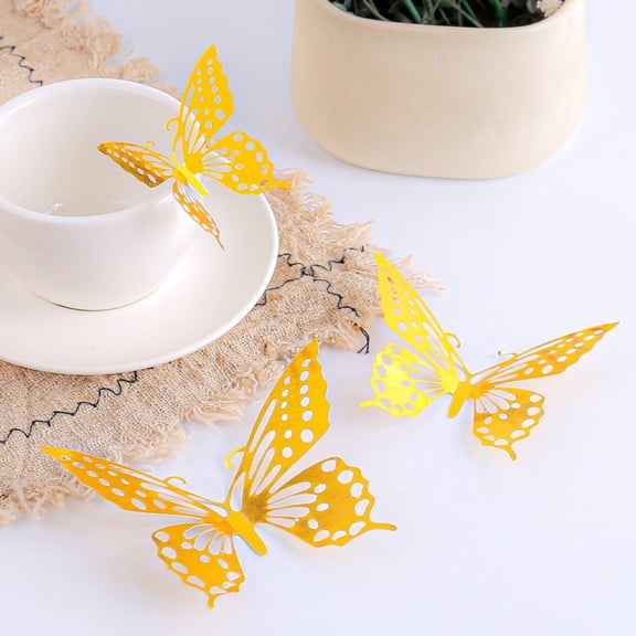12Pcs Hollow Butterfly Design Wall Stickers, Refrigerator Magnets, Self-Adhesive & Removable, Personalized Home Indoor Decor