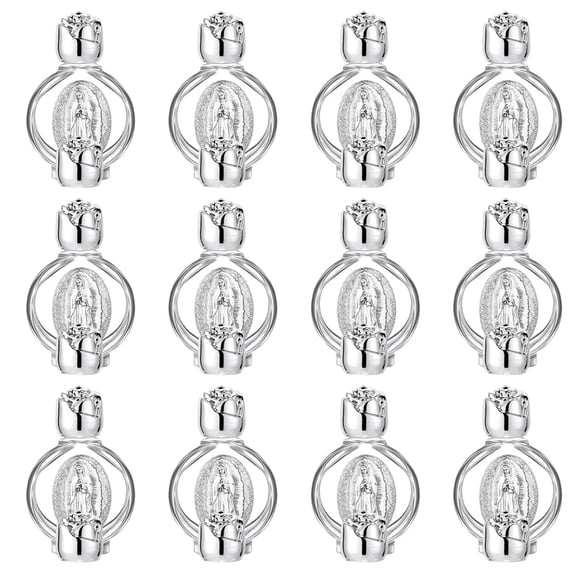 12Pcs Holy Water Bottles - 0.5oz Embossed Glass Holy Water Containers - Portable Christian Water Bottles with Rose Lids - Ideal for Church, Pilgrimage, Desktop Decor
