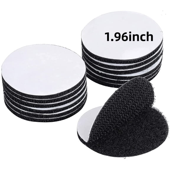 12Pcs Hook and Loop Tape Fastener 1.96" Round Dots Pad with Heavy Duty Adhesive Hook Loop Strip Mounting Tape for Home Deco Office Outdoor