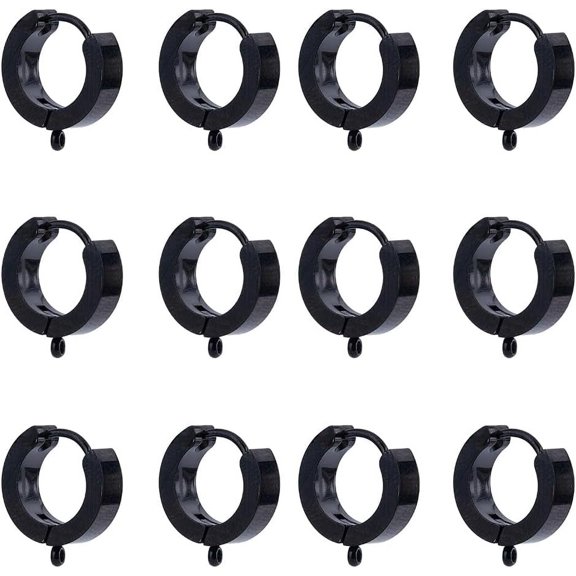 12Pcs Huggie Hoop Earring Findings Stainless Steel Huggie Earring with Loop 15x13x4mm Leverback Earring Findings Hook Ring Earwire Connector