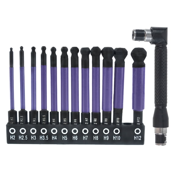 12Pcs Impact Ball Head Allen Wrenches Drill Bit Set Hex Shank Steel Hex Screwdriver Bit for Assembling Accessories