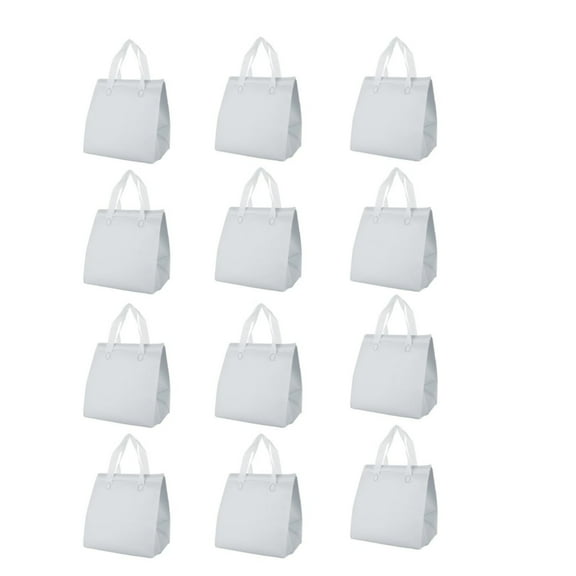 12Pcs Insulated Take Away Bags,9.45x5.9x9.45In Portable Delivery Cooler Bags for Hot&Cold Food,Insulated Cooler Containers for Food Delivery(White)