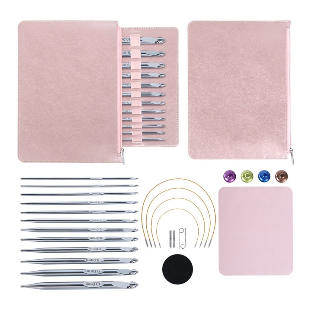 12Pcs Tunisian Crochet Hook with Cable Tunisian Afghan Knitting Hook Needle 3.0mm-10mm Interchangeable Crochet Hook Set
