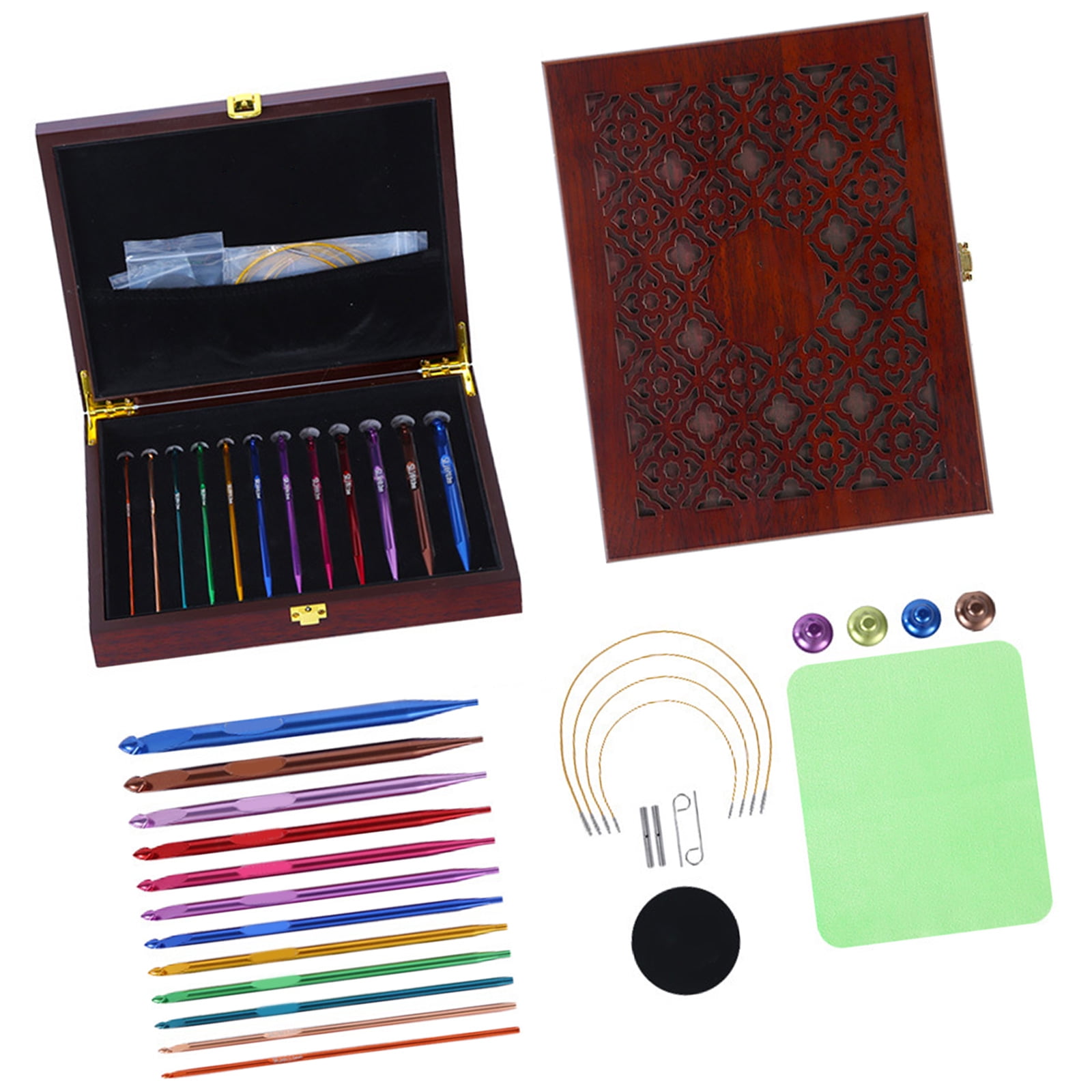 12Pcs Interchangeable Tunisian Crochet Hook Set 3.0mm-10mm Aluminum Circular Knitting Needle for Sweater Blanket Bag