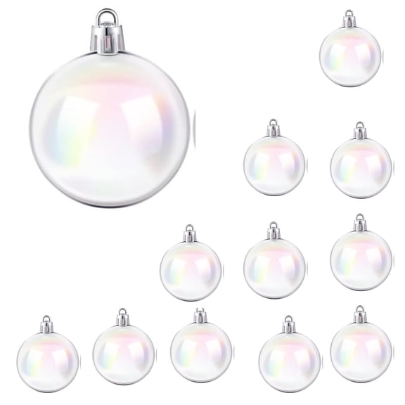 12Pcs Iridescent Ornaments Balls,Clear Iridescent Ornaments,Christmas Hanging Rainbow Ball,Plastic Clear Ball,Reusable Christmas Ornaments