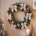 thumbnail image 1 of 12Pcs Iridescent Pink Christmas Bow Ornaments, Large Sheer Fabric Bows for Christmas Tree Wreath Garland Gift Wrap Holiday Decor, 1 of 6