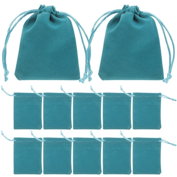 TABLZONE Drawstring Present Bag Small Jewelry Bags Blue Fabric 12Pcs