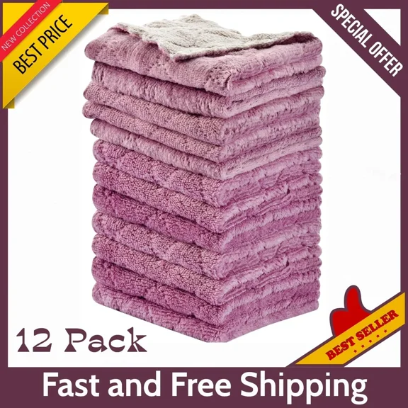 12Pcs Kitchen Towels Dish Towels, Multipurpose Reusable Dish Cloths,10X 6 Inch