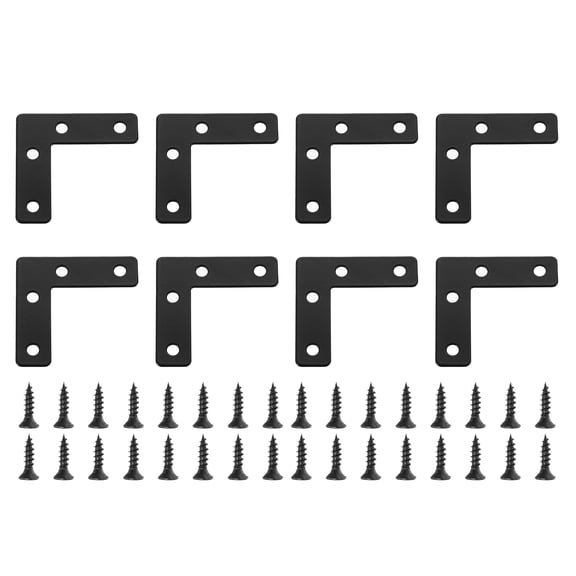 12Pcs L-Shaped Brackets Corner Brace, 1.97"x1.97" Corner Bracket Shelf Bracket Right Angle Brackets for Wood Shelves Furniture (50x50mm, Black)