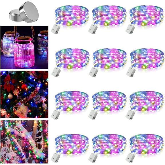 12Pcs LED Fairy Lights Battery Operated [3 Modes] Twinkle Lights Mini String Lights Wire Small Christmas Wedding Centerpiece Table Decorations Party