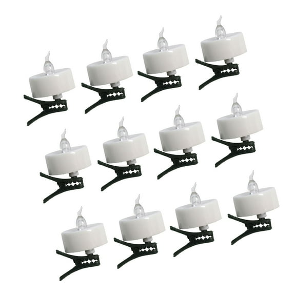 12Pcs LED Flickering Tealight Candle Attachable Clip Dinner Desktop Accessories