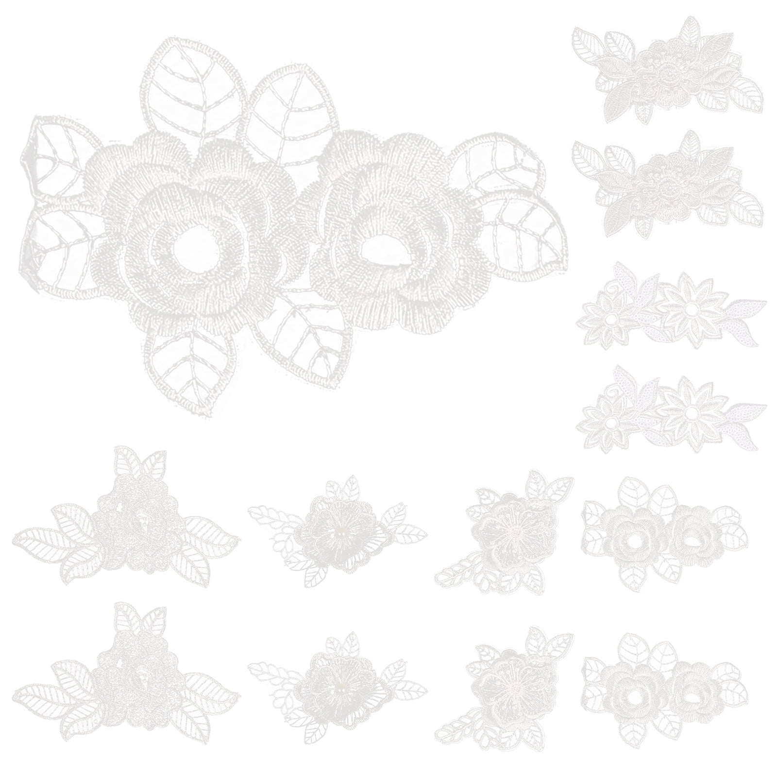 12Pcs Lace Flowers Appliques Iron on Patches Clothing Dress Appliques