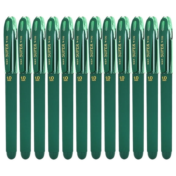 12Pcs Large Capacity Fast Dry Gel Pens-Smooth Writing, Glossy Ink, Comfortable Grip, 1mm Bold Point Portable Note Taking Drawing Pens for Office & Home Use, Available in Multicolor(Green,5.5x0.5")
