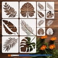 thumbnail image 1 of 12Pcs Large Tropical Leaf Painting Stencil with a Brush 5.9x5.9inch/11.8x11.8inch Reusable Palm Fern Leaf Stencils Plant Theme Art Drawing Templates, 1 of 7