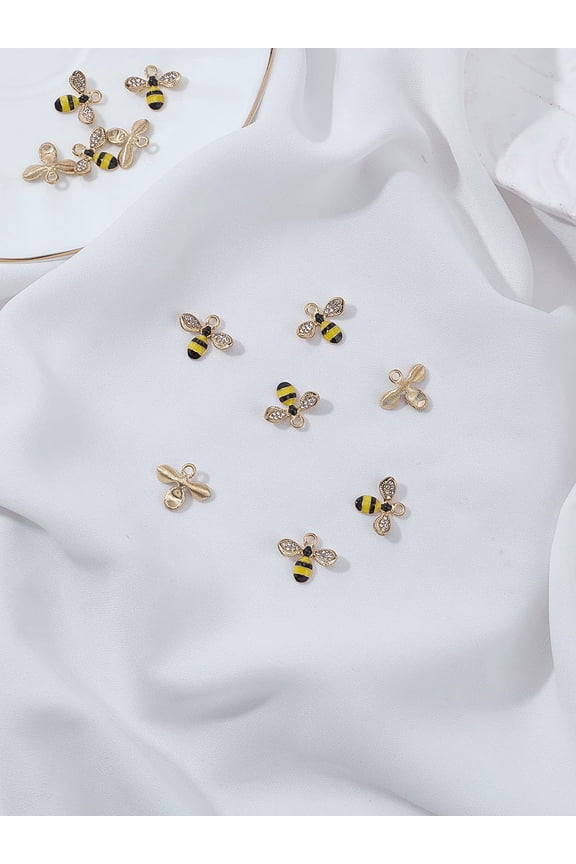 12Pcs Light Gold Bees Alloy Enamel Pendants Colorful Charms with Rhinestone Pendants Decoration for Necklace Bracelet Earrings DIY Craft Jewelry Making 14x17x4mm colorful DIY